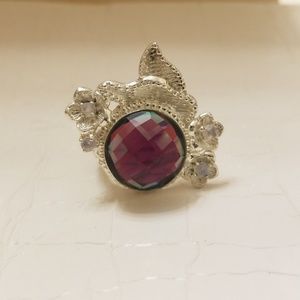 925 sterling silver  opalescent accented cut Tourm